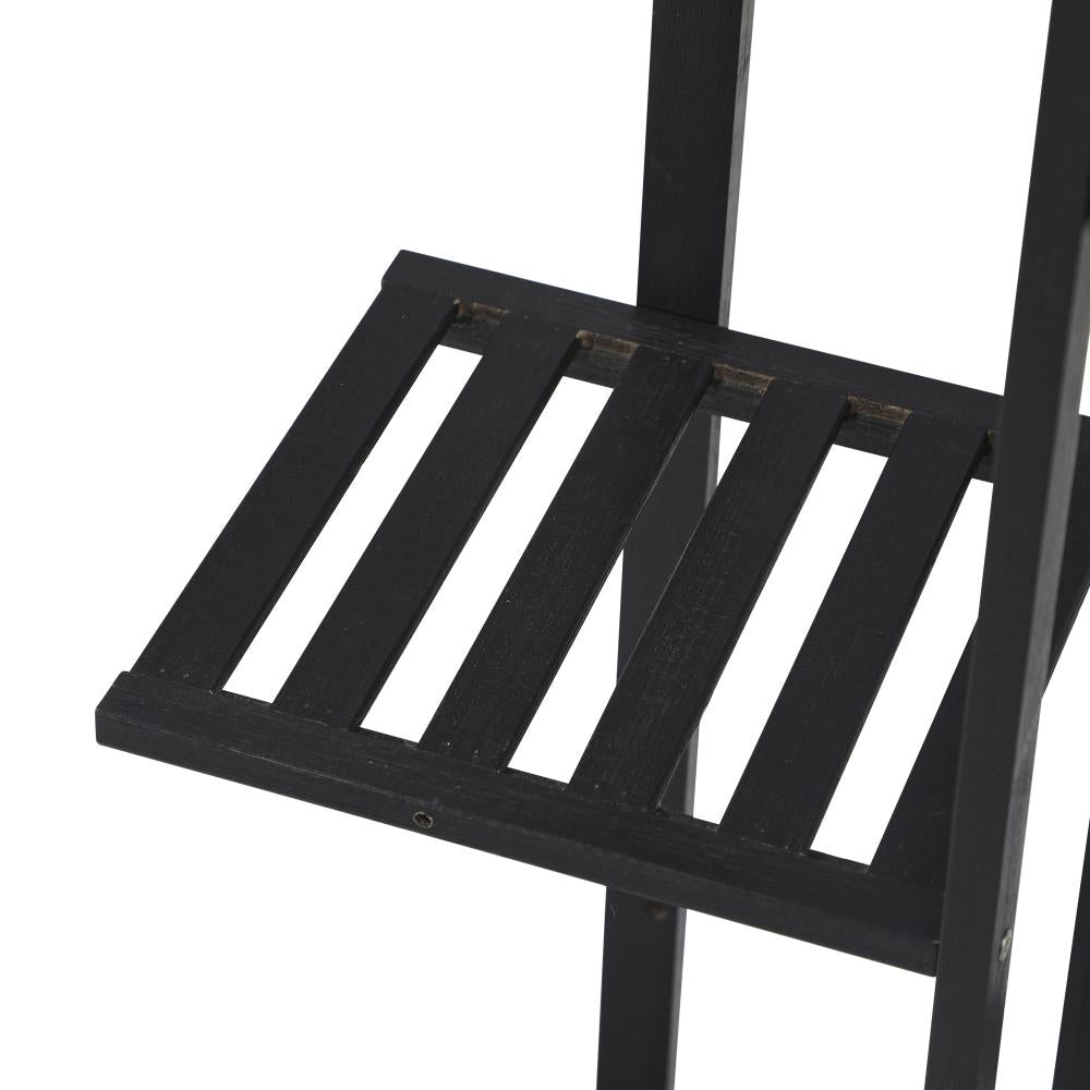 Natura 7 or 12 Tier Black Bamboo Plant Stand Tower | Multi Level Plant Flower Pot Shelf Rack Décor Stand