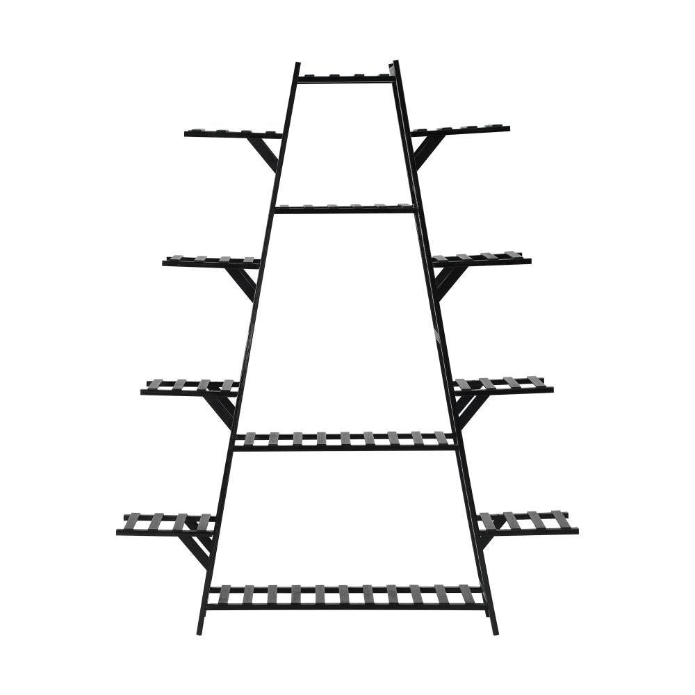 Natura 7 or 12 Tier Black Bamboo Plant Stand Tower | Multi Level Plant Flower Pot Shelf Rack Décor Stand