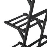 Natura 7 or 12 Tier Black Bamboo Plant Stand Tower | Multi Level Plant Flower Pot Shelf Rack Décor Stand