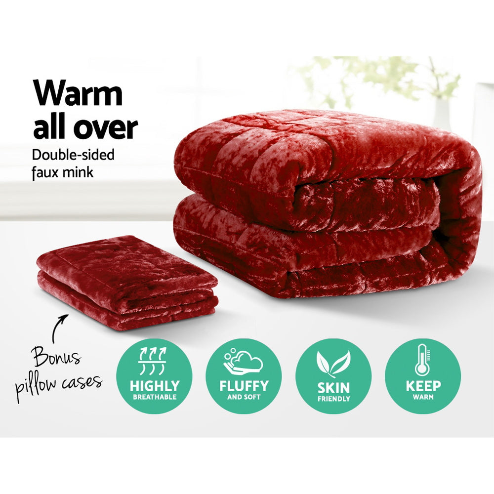 Nuvola Soft Touch Faux Mink Thermal 500GSM Comforter Set | 3pc Ultra Warm Bedding Quilt Set