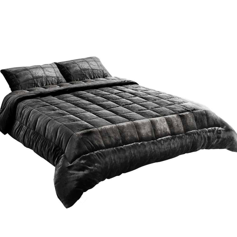 Nuvola Soft Touch Faux Mink Thermal 500GSM Comforter Set | 3pc Ultra Warm Bedding Quilt Set