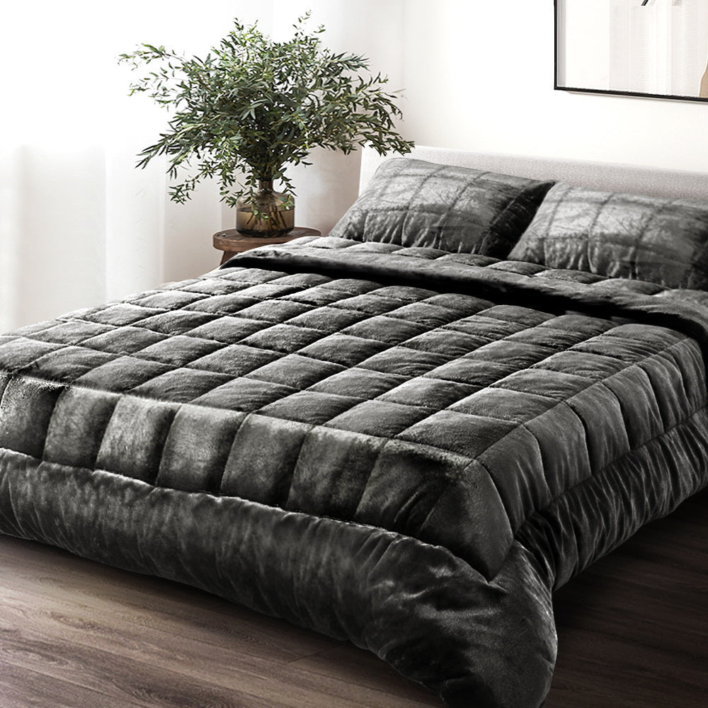 Nuvola Soft Touch Faux Mink Thermal 500GSM Comforter Set | 3pc Ultra Warm Bedding Quilt Set