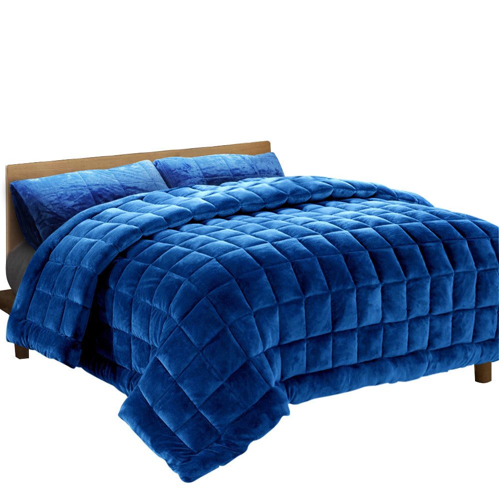 Nuvola Soft Touch Faux Mink Thermal 500GSM Comforter Set | 3pc Ultra Warm Bedding Quilt Set
