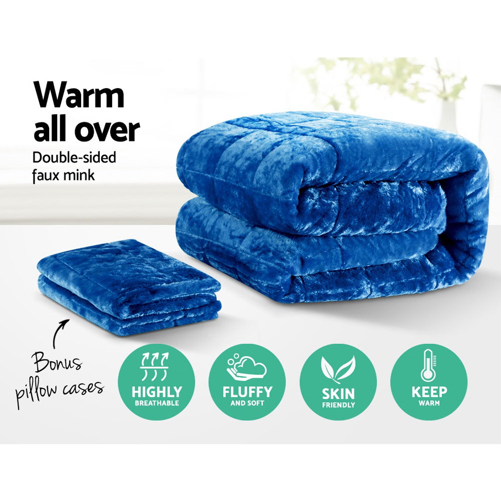 Nuvola Soft Touch Faux Mink Thermal 500GSM Comforter Set | 3pc Ultra Warm Bedding Quilt Set