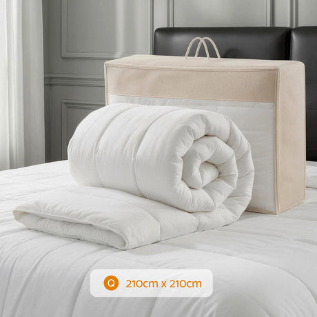 Super Luxury Extra Warm 800GSM 100% Wool Quilt | Cotton Cover Thick Cosy Ultra Warm Wool Doona