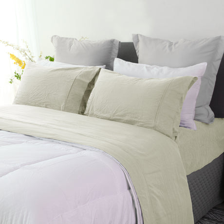 Ramesses 2000TC Soft Pebble Wash Sheet Set | Vintage Wash Breathable Sheets
