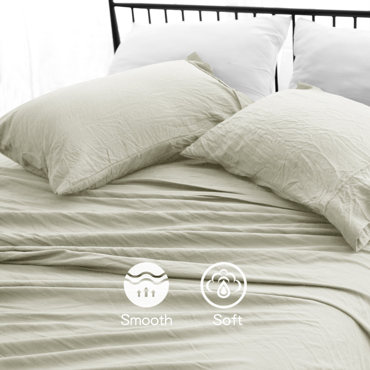 Ramesses 2000TC Soft Pebble Wash Sheet Set | Vintage Wash Breathable Sheets