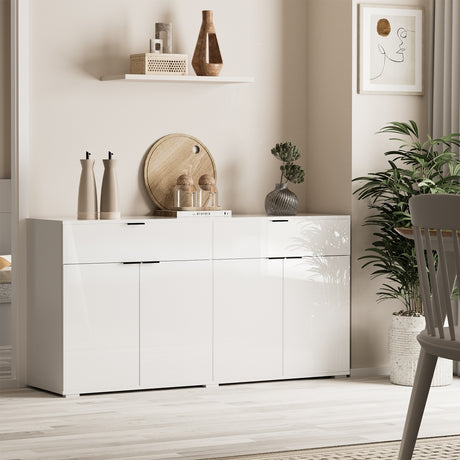 Murano High Gloss 4 Drawer Buffet | Modern Sideboard Glossy Storage Unit