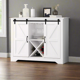 Vintage 2 Drawer Sideboard Buffet with Wine Rack | Barn Door Style Display Storage Cabinet