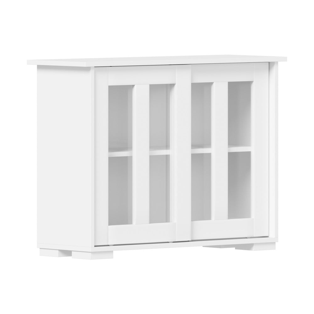 Belgrado Modern 2 Drawer Sideboard Glass Door Buffet | Contemporary Display Storage Cabinet