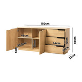 Urbino Modern 3 Draw 2 Door Storage Dresser Unit | Modern Sideboard Storage Cupboard