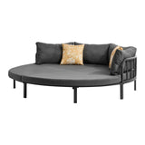 Aquino Sol Outdoor Cushioned Round Pool Daybed| Modern Extra Large 4 People Sun Lounger Bed