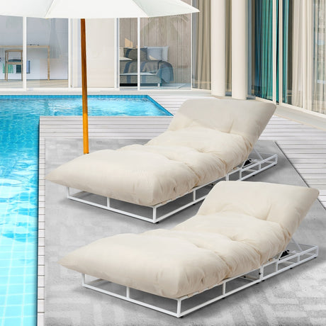 Azzuro Plush Cushioned Weatherproof Outdoor Lounger | Adjustable Outdoor Pool Day Bed Lounger