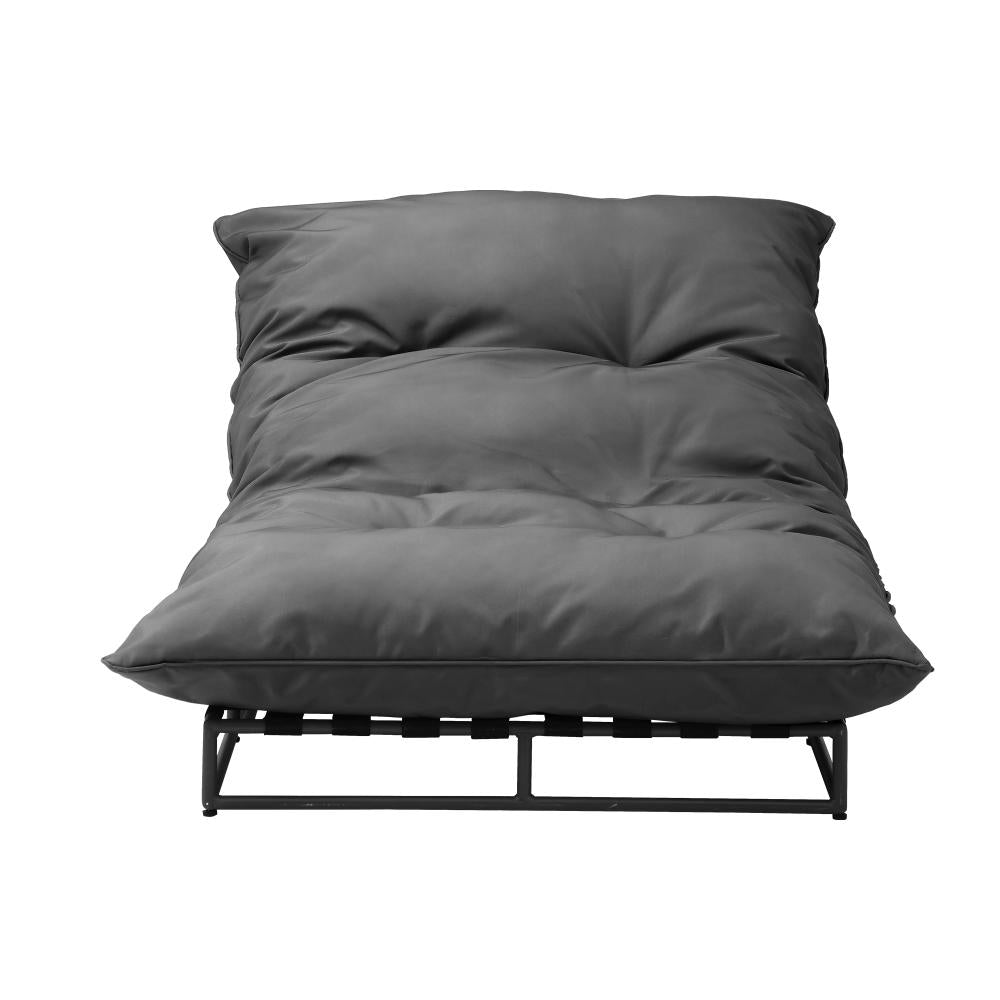 Azzuro Plush Cushioned Weatherproof Outdoor Lounger in Grey | Adjustable Outdoor Pool Day Bed Lounger