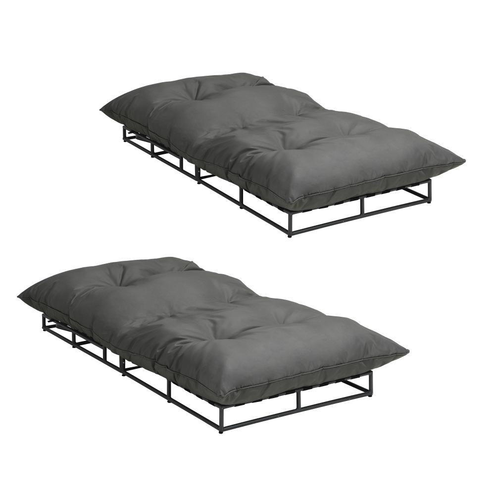 Azzuro Plush Cushioned Weatherproof Outdoor Lounger in Grey | Adjustable Outdoor Pool Day Bed Lounger