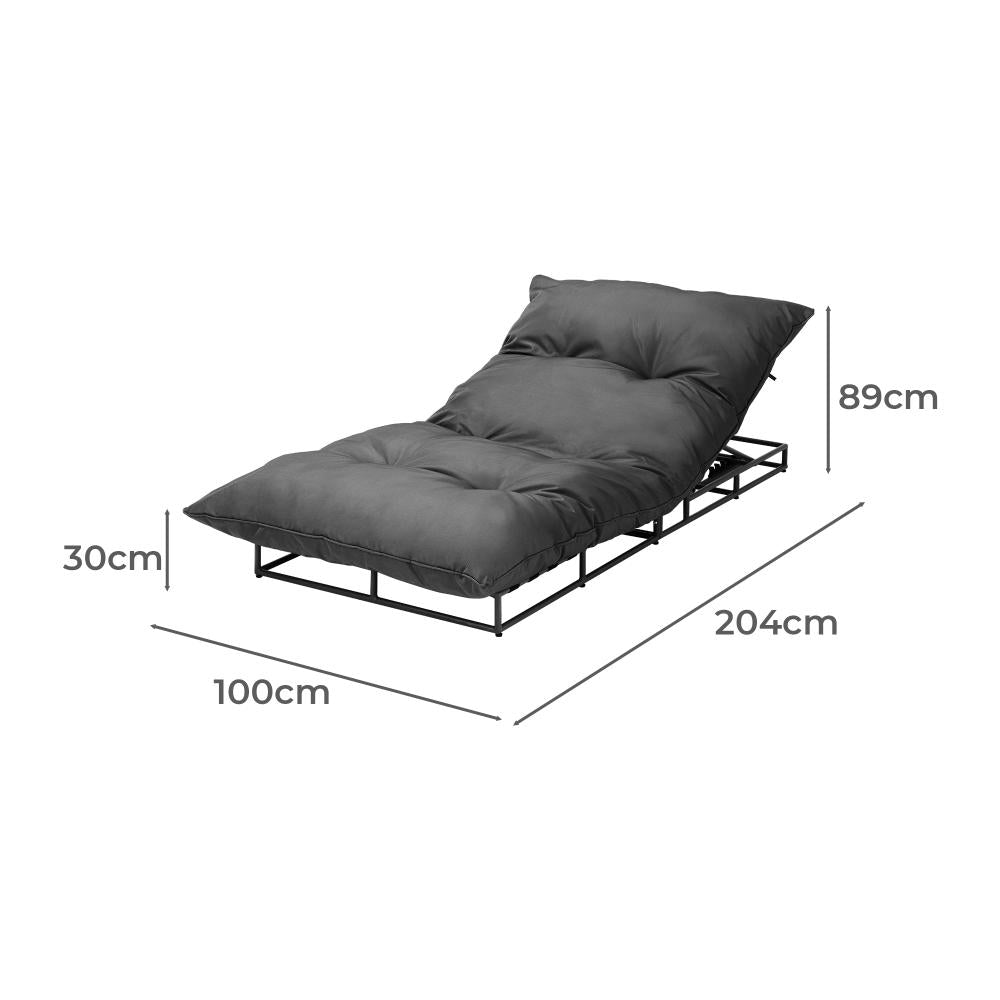 Azzuro Plush Cushioned Weatherproof Outdoor Lounger in Grey | Adjustable Outdoor Pool Day Bed Lounger