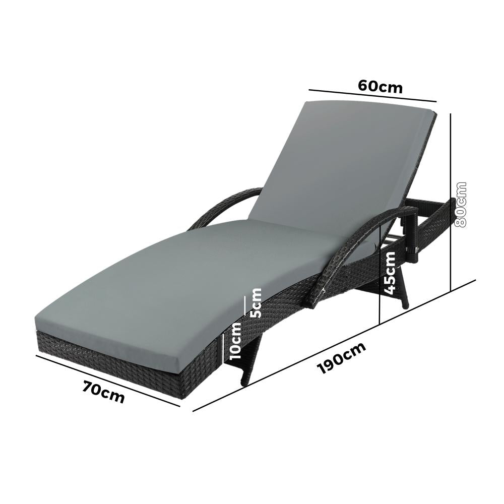 Amore Aquos Outdoor Cushioned Wicker Pool Loungers | Modern Adjustable Rattan Quality Day Bed Sun Loungers