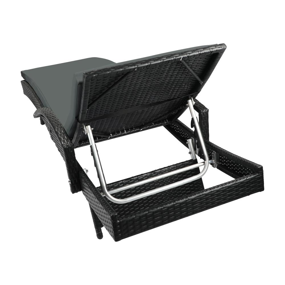 Amore Aquos Outdoor Cushioned Wicker Pool Loungers | Modern Adjustable Rattan Quality Day Bed Sun Loungers