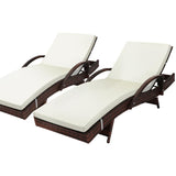 Amore Aquos Outdoor Cushioned Wicker Pool Loungers | Modern Adjustable Rattan Quality Day Bed Sun Loungers