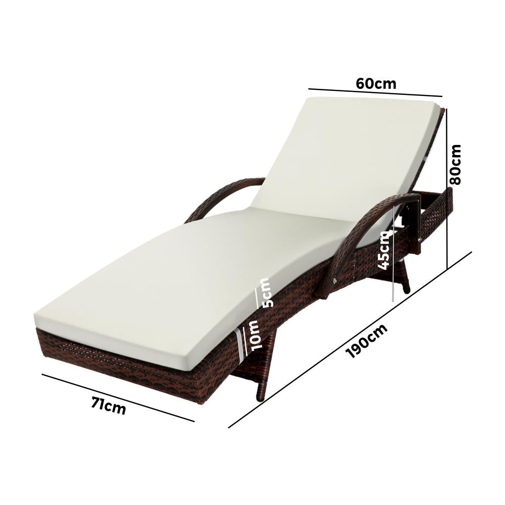 Amore Aquos Outdoor Cushioned Wicker Pool Loungers | Modern Adjustable Rattan Quality Day Bed Sun Loungers