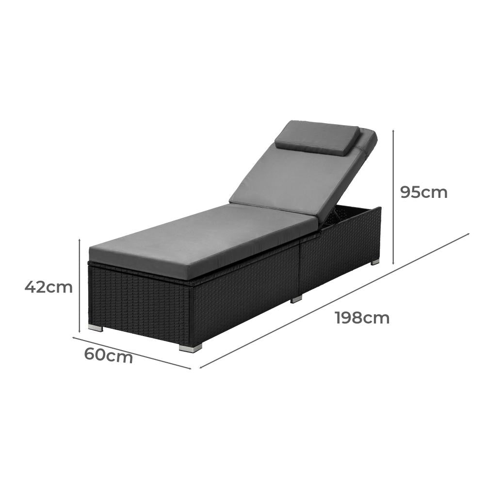 Milan High Quality Rattan Sun Lounger Day Bed | Adjustable Wicker Patio Pool Lounger