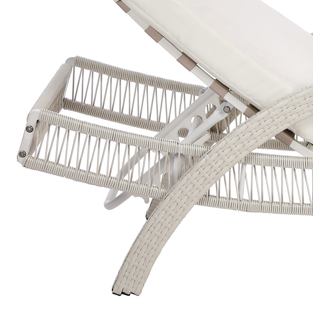 Botega Outdoor Cushioned Rattan Pool Loungers | Modern Adjustable 5 Height Day Bed Sun Lounger