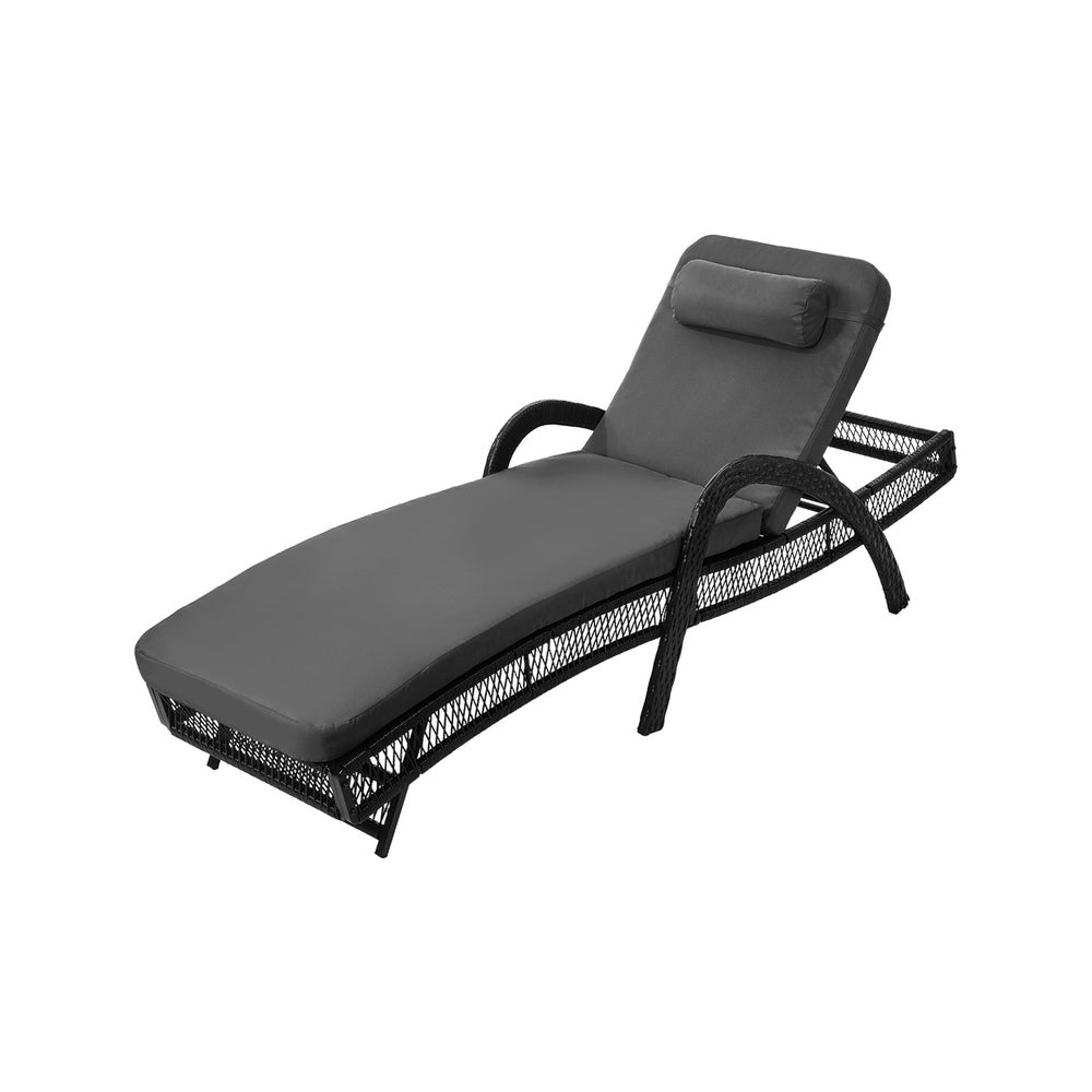 Botega Outdoor Cushioned Rattan Pool Loungers | Modern Adjustable 5 Height Day Bed Sun Lounger