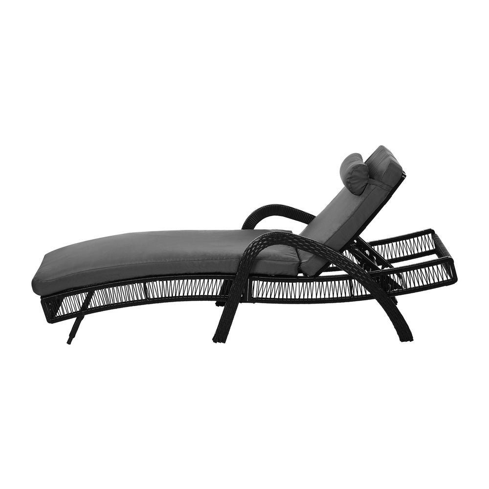 Botega Outdoor Cushioned Rattan Pool Loungers | Modern Adjustable 5 Height Day Bed Sun Lounger