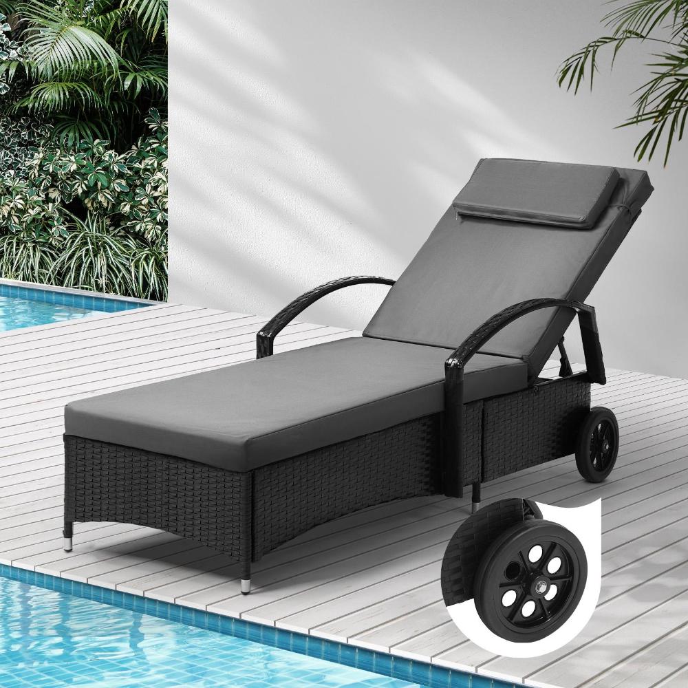 Milan High Quality Rattan Sun Lounger Day Bed | Adjustable Wicker Patio Pool Lounger