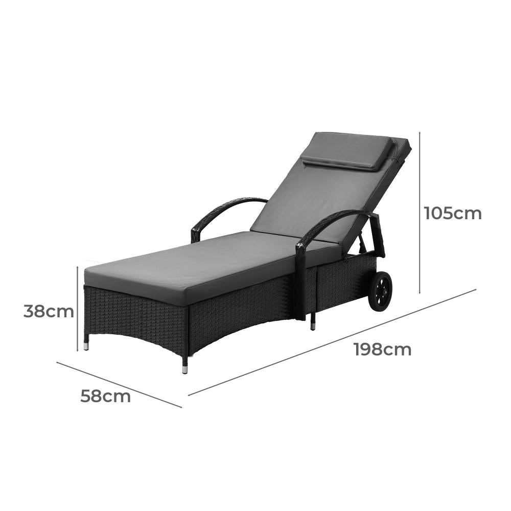 Milan High Quality Rattan Sun Lounger Day Bed | Adjustable Wicker Patio Pool Lounger