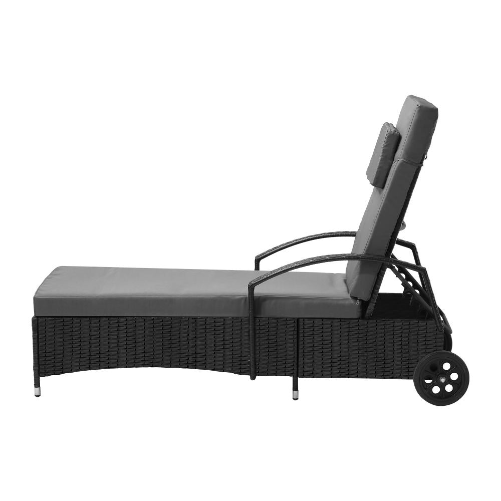 Milan High Quality Rattan Sun Lounger Day Bed | Adjustable Wicker Patio Pool Lounger