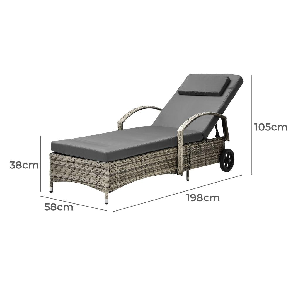 Milan High Quality Rattan Sun Lounger Day Bed | Adjustable Wicker Patio Pool Lounger