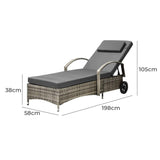Milan High Quality Rattan Sun Lounger Day Bed | Adjustable Wicker Patio Pool Lounger