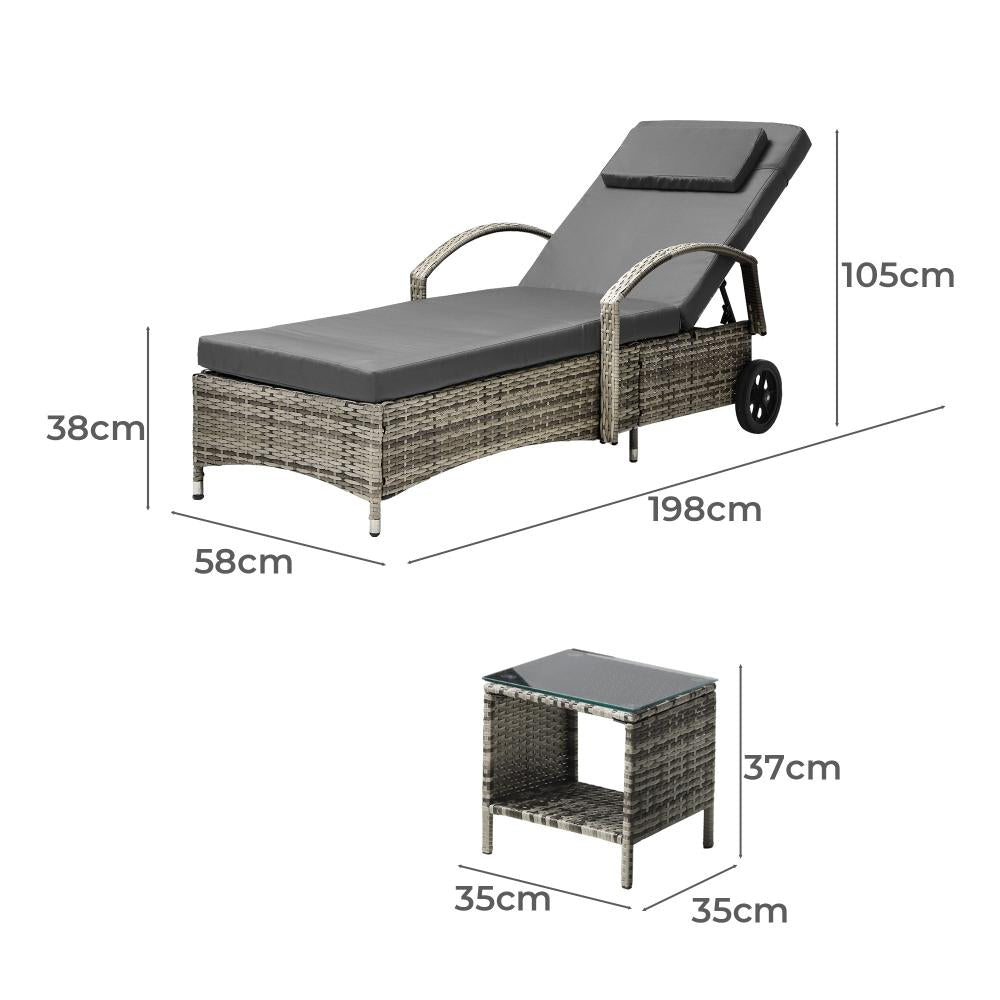 Milan High Quality Rattan Sun Lounger Day Bed | Adjustable Wicker Patio Pool Lounger