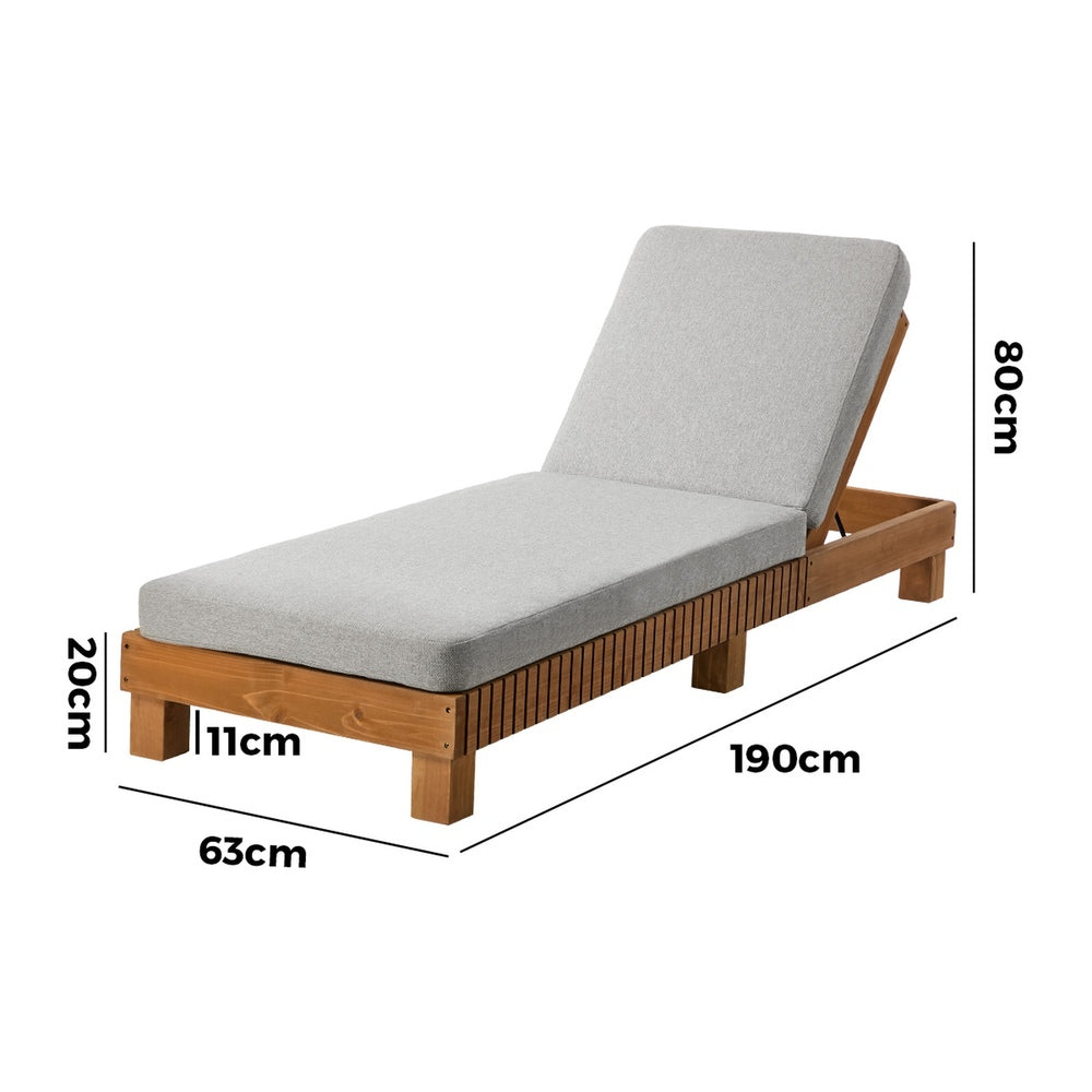 Capri Deluxe Outdoor Thick Cushion Pool Loungers | Wooden Adjustable Quality Day Bed Sun Loungers