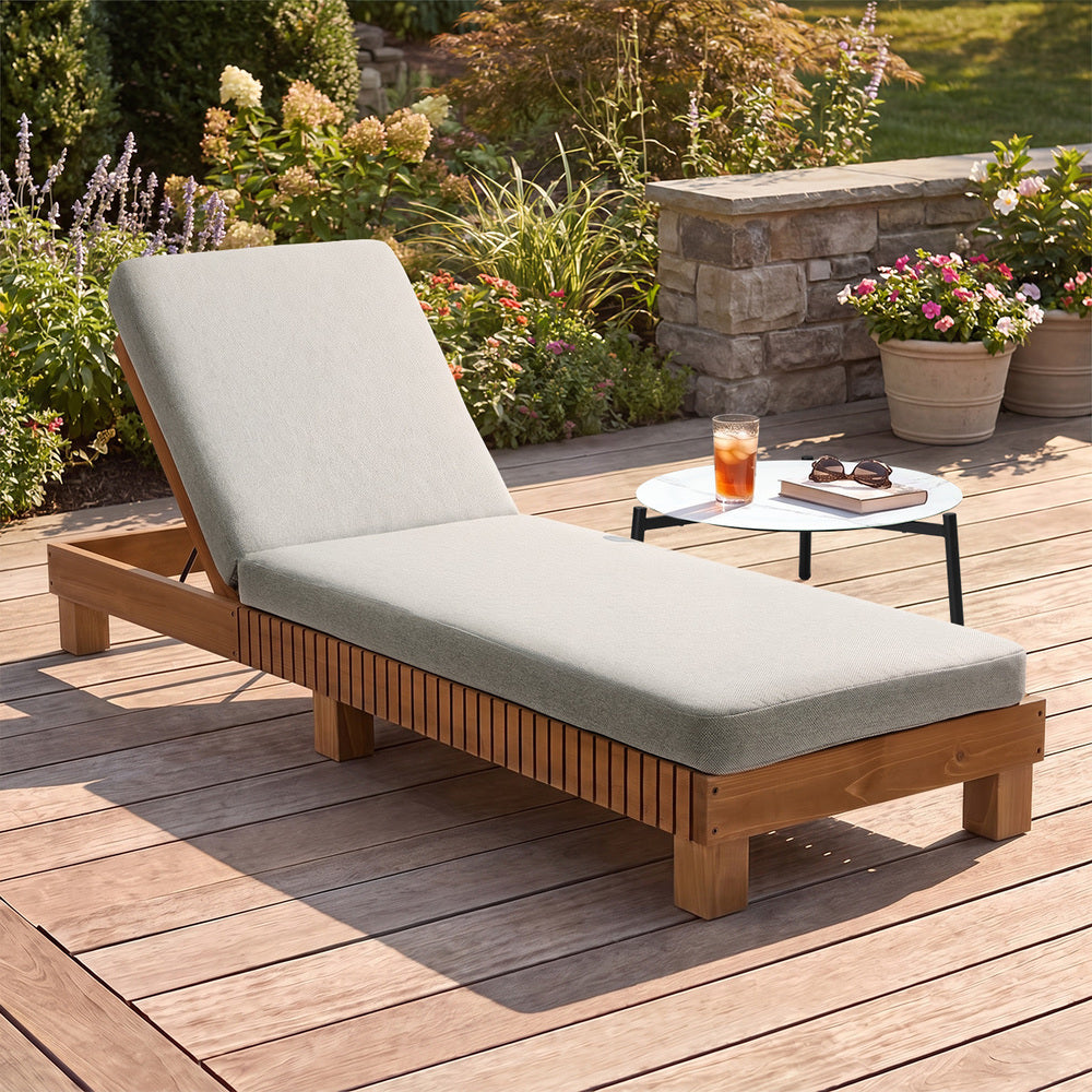 Capri Deluxe Outdoor Thick Cushion Pool Loungers | Wooden Adjustable Quality Day Bed Sun Loungers