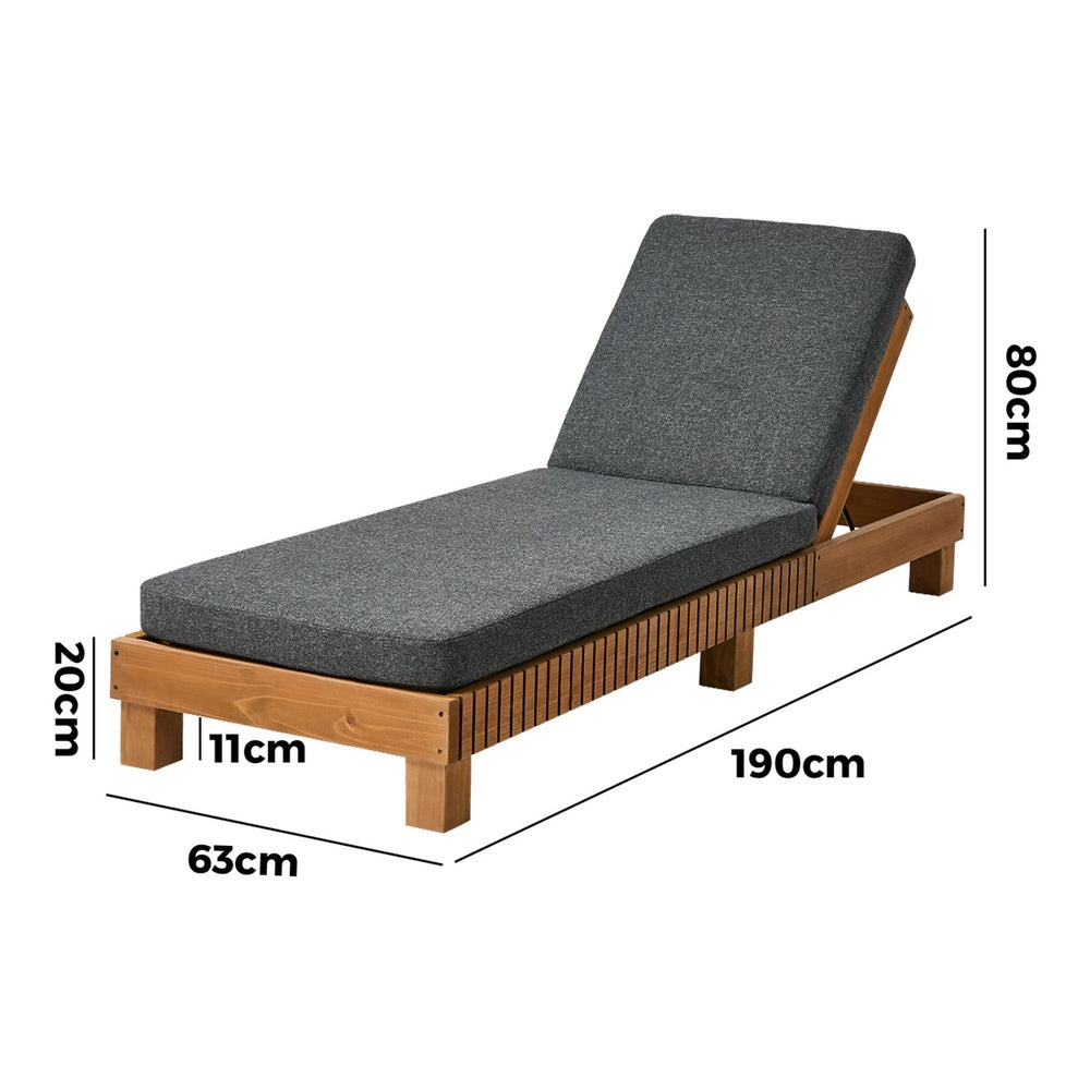 Capri Deluxe Outdoor Thick Cushion Pool Loungers | Wooden Adjustable Quality Day Bed Sun Loungers