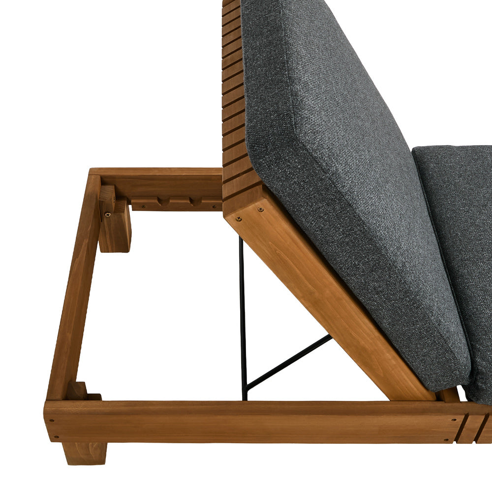 Capri Deluxe Outdoor Thick Cushion Pool Loungers | Wooden Adjustable Quality Day Bed Sun Loungers