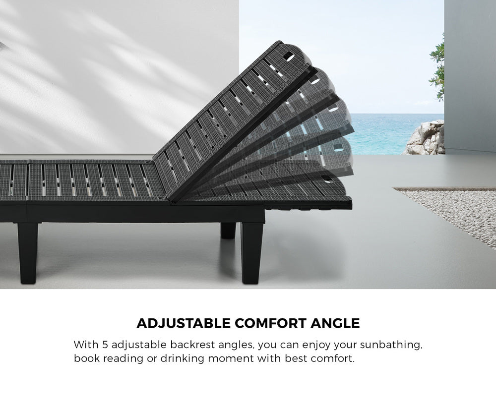 Madera 5 Tier Adjustable Modern Sun Lounge | Textured Weather Resistant Outdoor Pool Lounger