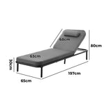Azzero Outdoor Cushioned Aluminium Pool Loungers | Modern Adjustable 4 Height Day Bed Sun Lounger