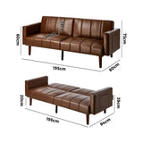 Astore 3 Seater Sofa Couch and Fold Out Futon Bed | 195cm PU Leather Adjustable Luxury Futon Sofa
