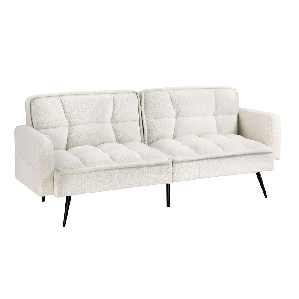 Amore Boucle Two in One 3 Seater Sofa Couch and Fold Out Futon Bed | Adjustable Luxury Futon Sofa Couch