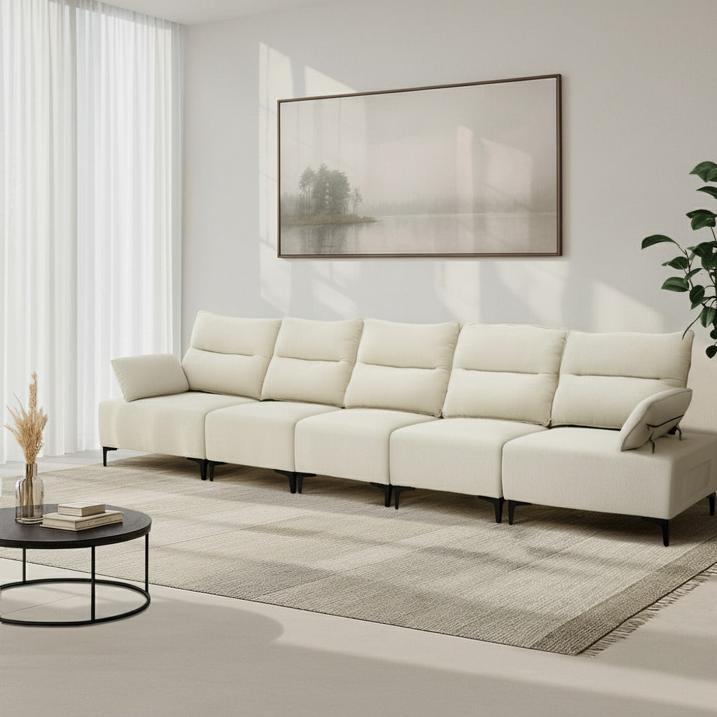 Valore Plush Fabric Modular Sofa Couch | Soft Chenille Fabric Modular Lounge Adjustable Armrests