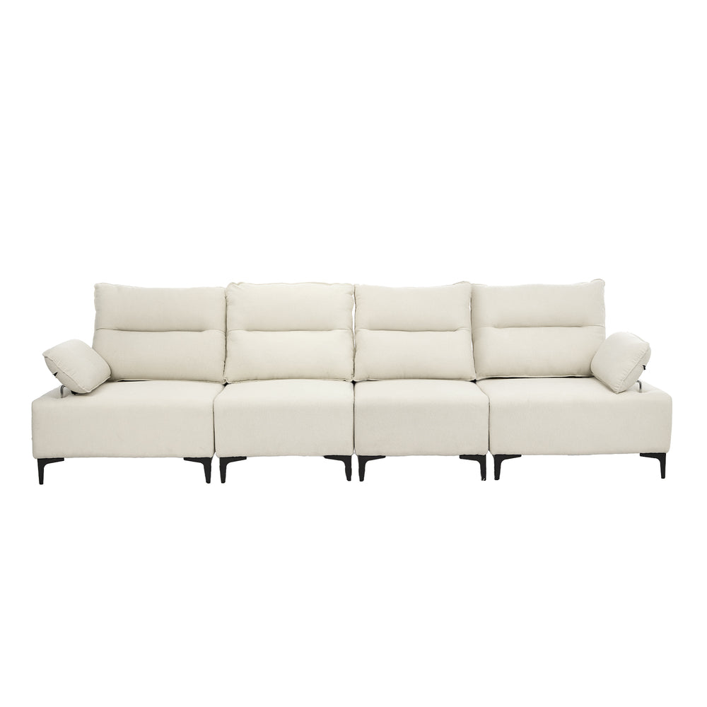 Valore Plush Fabric Modular Sofa Couch | Soft Chenille Fabric Modular Lounge Adjustable Armrests