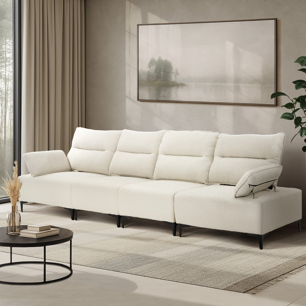 Valore Plush Fabric Modular Sofa Couch | Soft Chenille Fabric Modular Lounge Adjustable Armrests