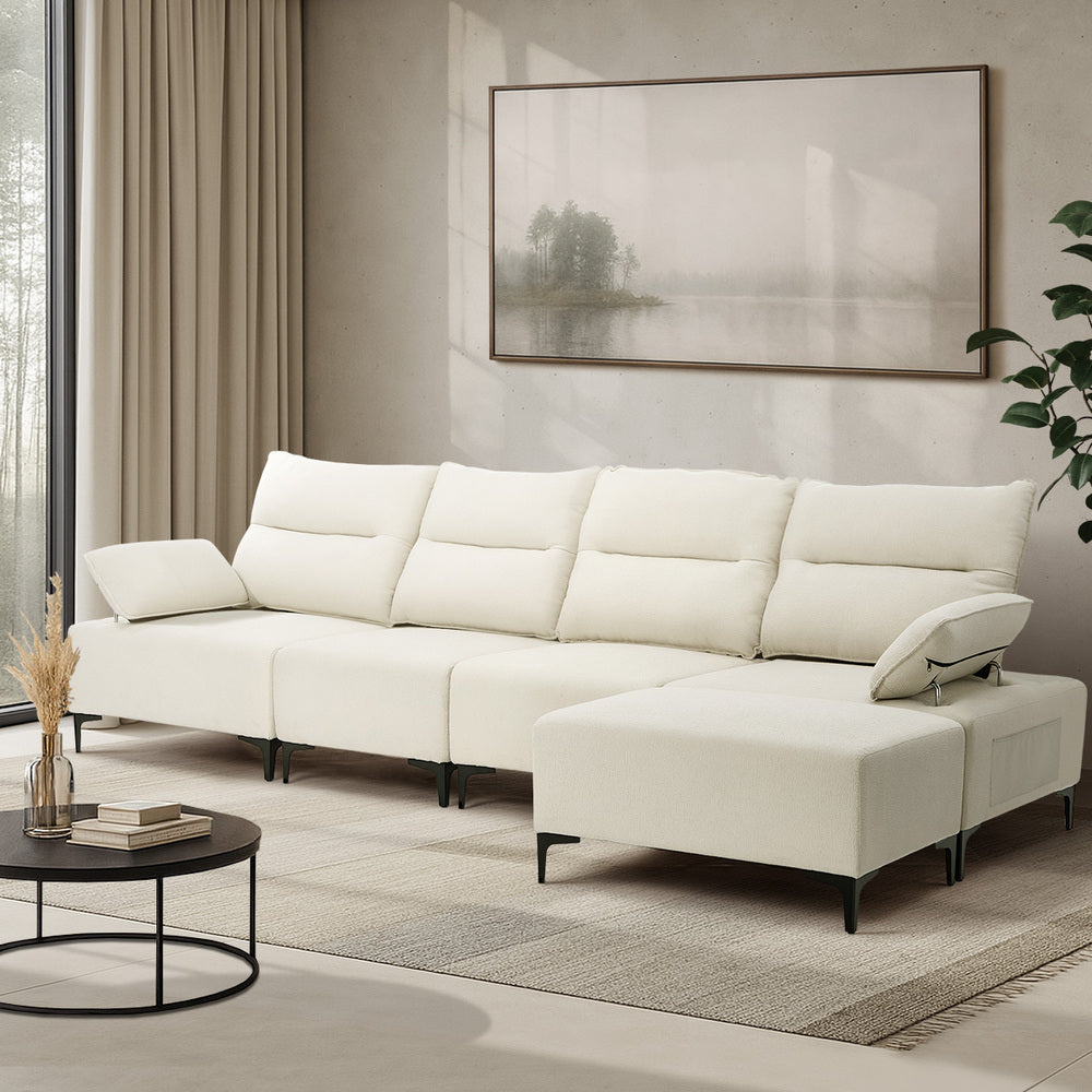 Valore Plush Fabric Modular Sofa Couch | Soft Chenille Fabric Modular Lounge Adjustable Armrests