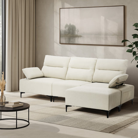 Valore Plush Fabric Modular Sofa Couch | Soft Chenille Fabric Modular Lounge Adjustable Armrests