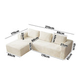 Allure Plush L Shape Frameless Sofa Lounge | 3.5 Seater Couduroy Super Soft Cloud Feel Sofa