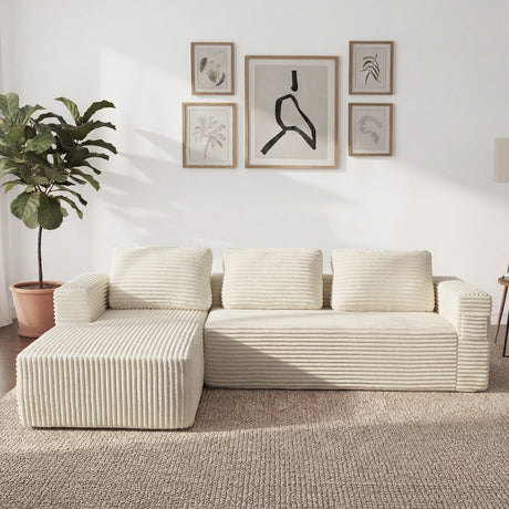 Allure Plush L Shape Frameless Sofa Lounge | 3.5 Seater Couduroy Super Soft Cloud Feel Sofa