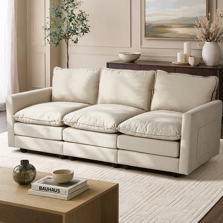 Nico Ultra Plush Fabric Modular Sofa Lounge | Soft Corduroy Fabric Modular Sofa Thick Cushions